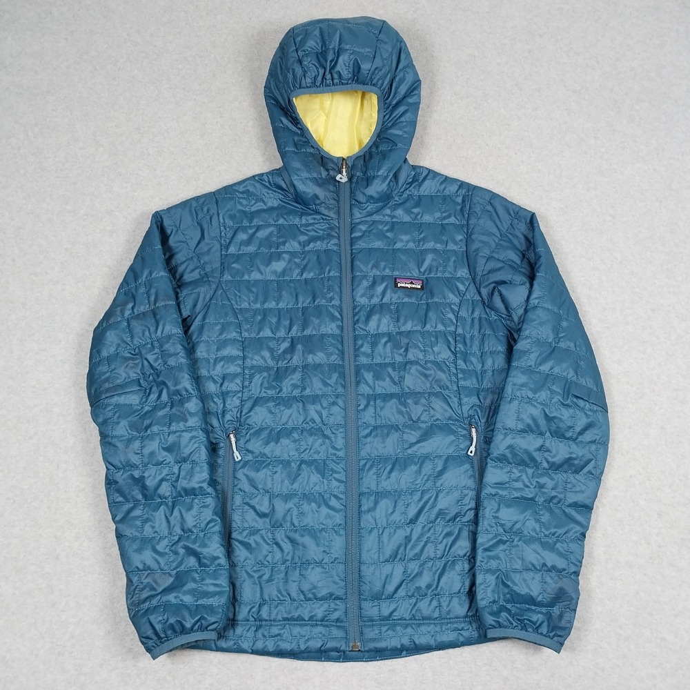 Patagonia Nano Puff Hoody Womens Medium Blue Primaloft Insulated Packable Hiking